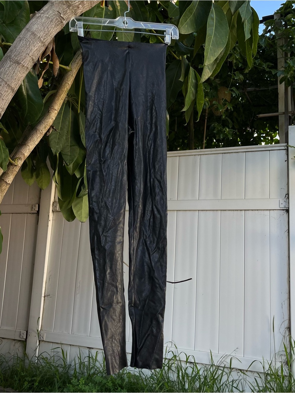Commando Black Perfect Control Faux Vegan Leather High Waist Leggings Pants .